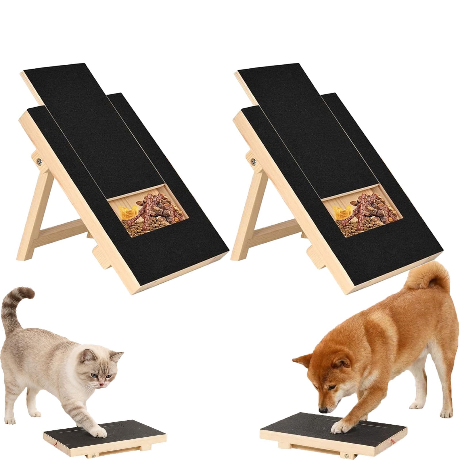 Dog Nail Scratch Board, Dog Scratch Board for Nails, Dogs Scratching Boards for Nails, Wooden Nail File Grinding Pad with Built-In Snack Box for Puppies and Dogs (2 pcs)