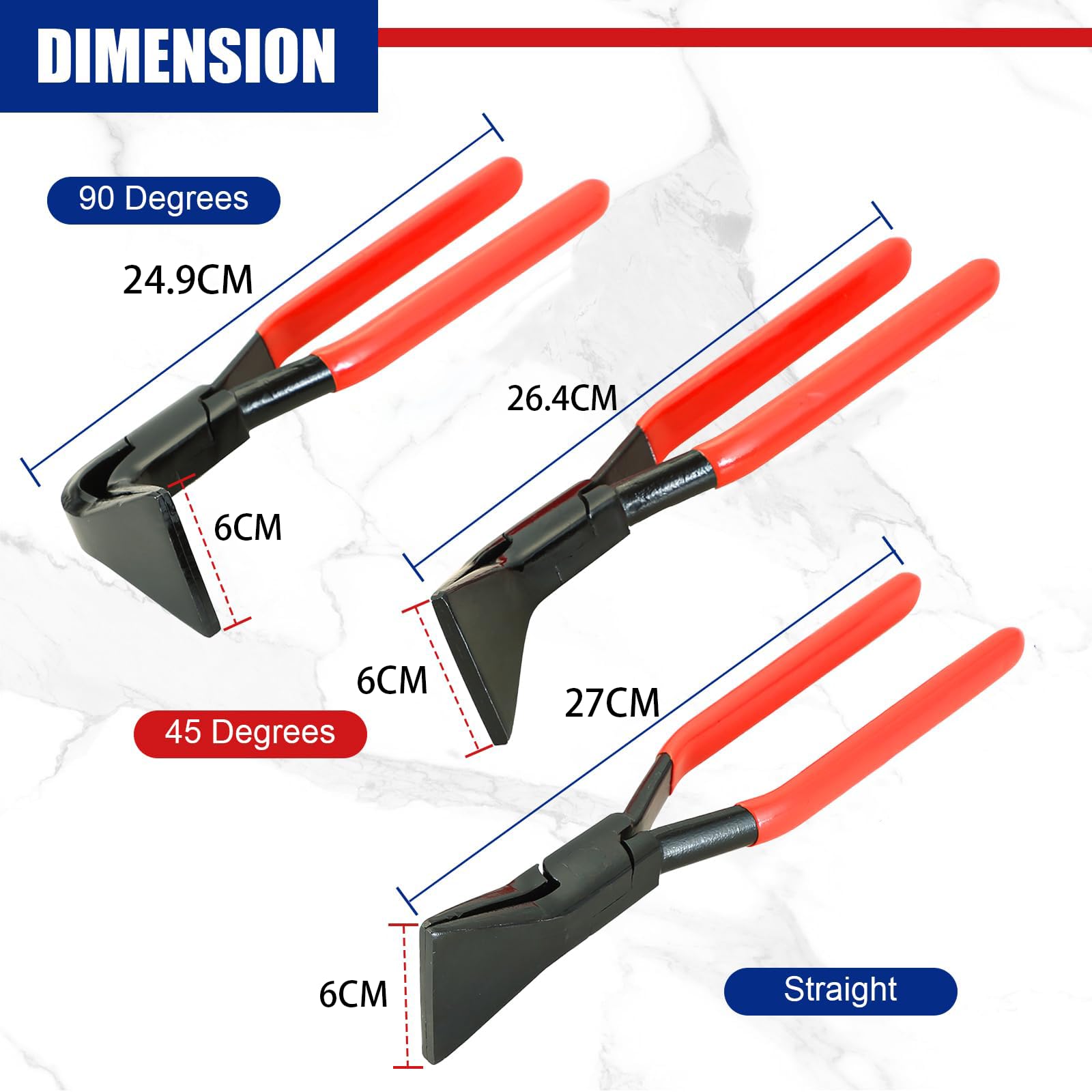 Juego de 3 alicates plegables, juego de tenazas para plegar de 0°, 45° y 90°, ancho de boca de 60 mm, para techadores, fontaneros, alicates de chapa para trabajos de chapa