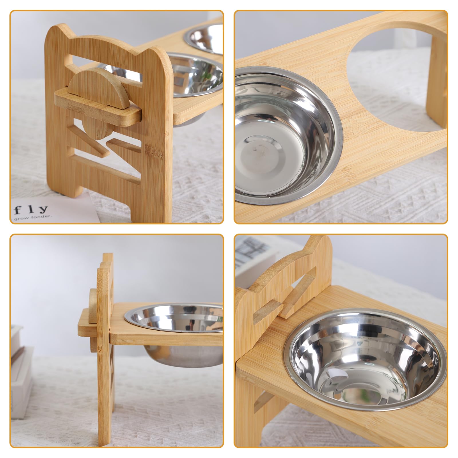 Ciotola per cani rialzata, mangiatoia per cani, ciotola regolabile per cani rialzata, ciotola per cani con 2 ciotole in acciaio inox, per cani di piccola taglia media