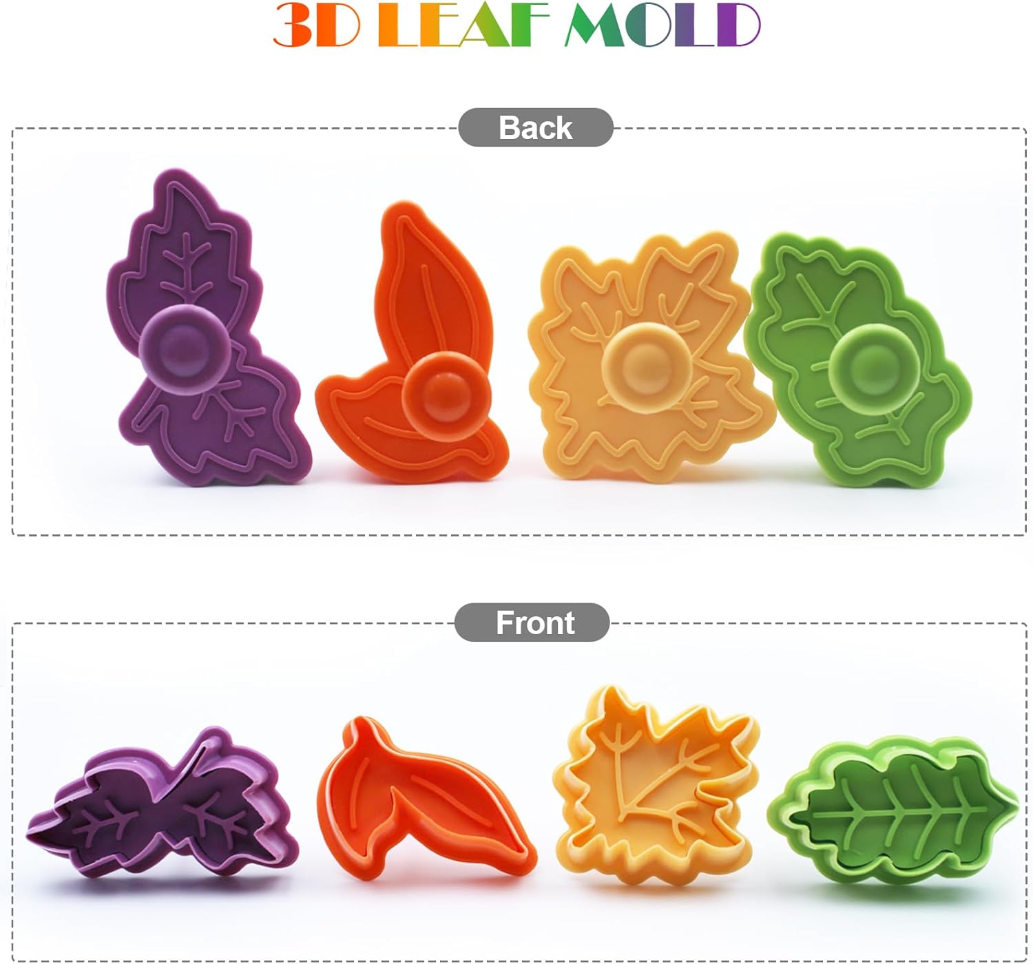 Cake Leaves Baking Pie Crust Cutters Set of 4 Random Color - Image 2