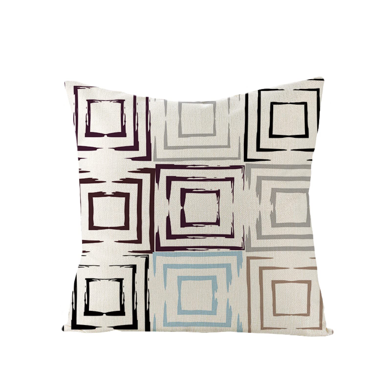 Sofa Fundas Cojines 60x60 Pack de 4 Cuadrado,Funda de Almohada Lino con Cremallera Invisible,Funda de Cojín Decoración para Hogar Sala Cama Jardín Silla Coche-geometría