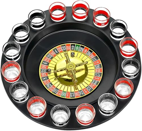 Bo Toys Ruleta de vasos para juego de beber, set para juego de beber (2 bolas y 16 vasos), juego de beber estilo casino