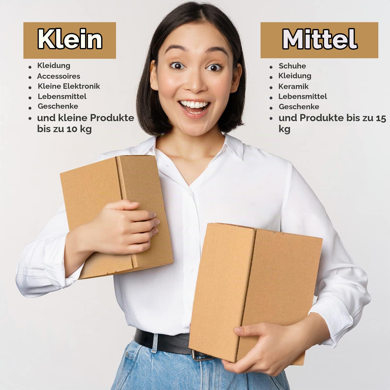 Konzept 11 Versandkarton 30x20x15cm Set 50 Stk. Faltkartons mit Deckel Selbstklebend, Kleine Kartons zum Verschicken, Verschiedene Größe