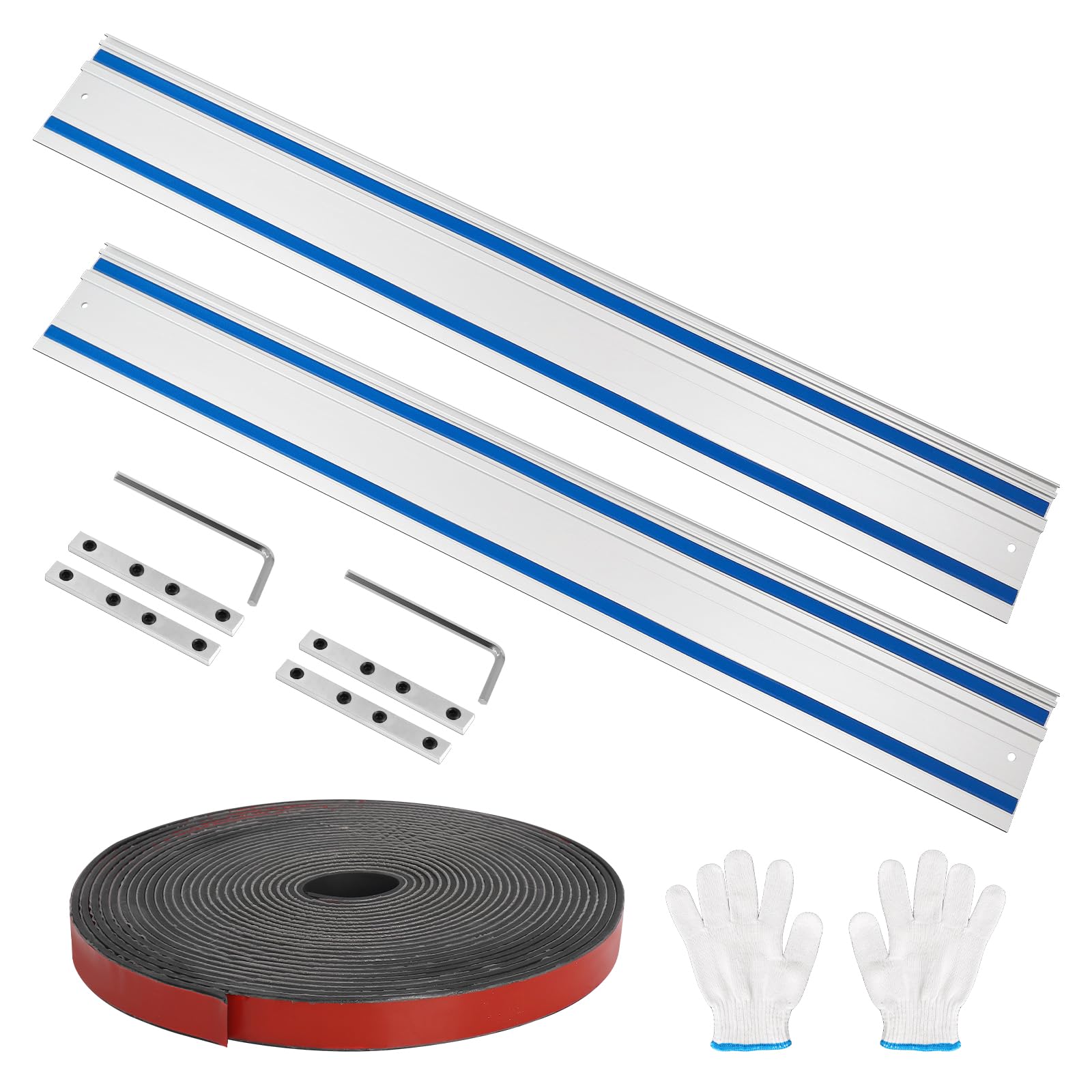 194368-5 110" Track Saw Guide Rail fit for Makita 496939, for Powertec 71387/71691, for Festool FS1400/2-LR32, Includes 2x55" Guide Rail,2 Rail