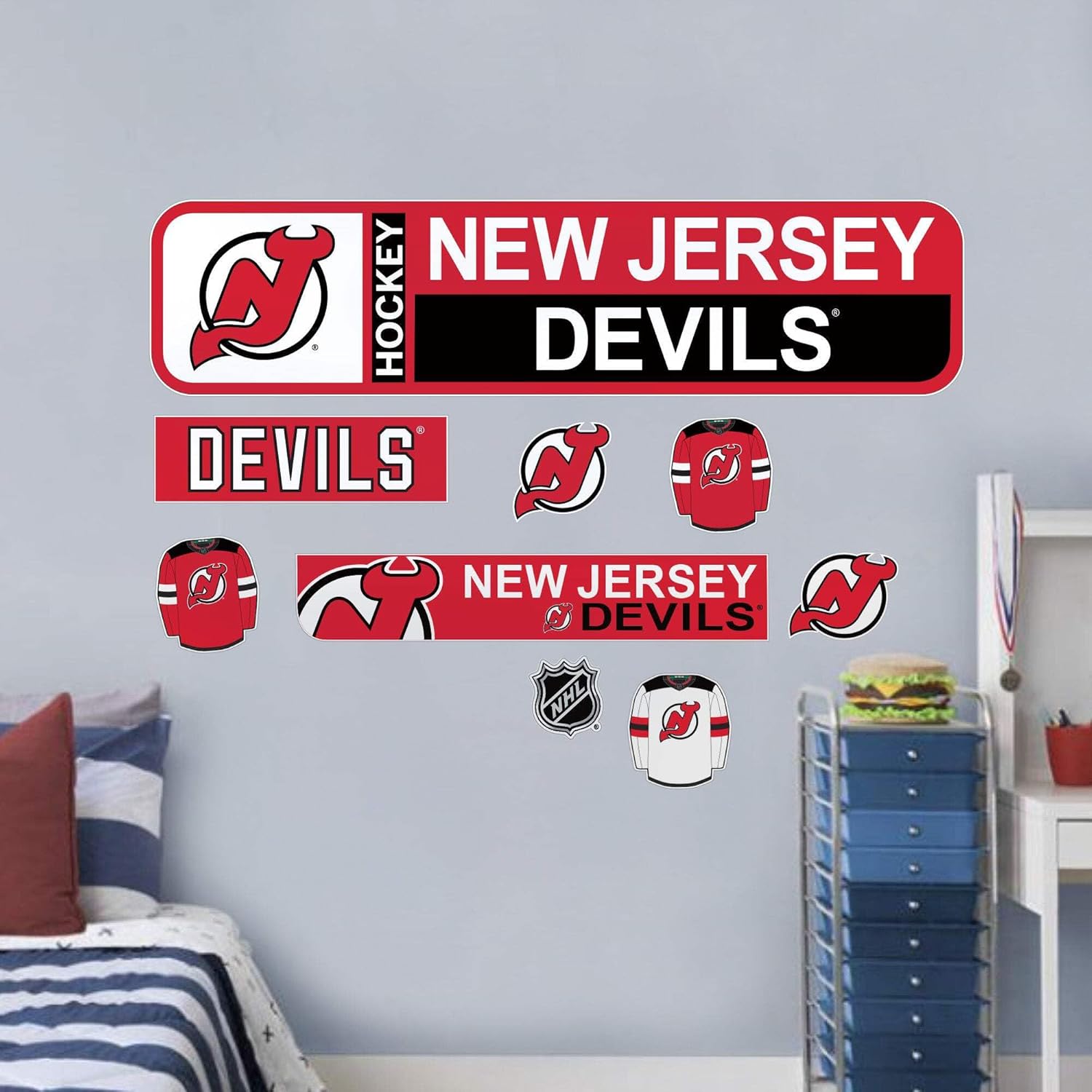 Sports Decor New Jersey Devils Repositionable Wall Decal Set - Street Signs