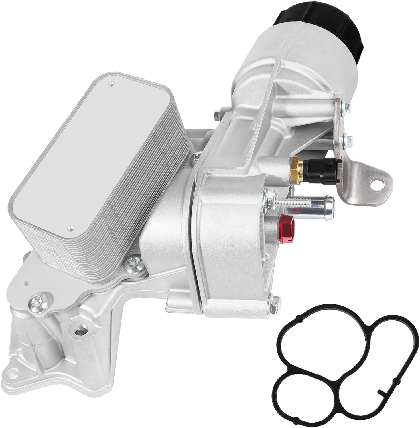 68525212AA Upgraded Aluminum Engine Oil Cooler with Oil Filter Housing Adapter Sensors and Gaskets Kit Compatible with Jeep Grand Cherokee 3.0L V6 Diesel 2014-2019 Replace No. 68269916AB 68477666AA