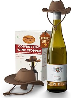 Cowboy Hat Wine Stopper, Funny Wine Gift for Wine Lovers, Wine Accessories, Silicone Bottle Stopper Keeps Wine Fresh, Stocking Stuffers White Elephant Gifts for Adults Men Women