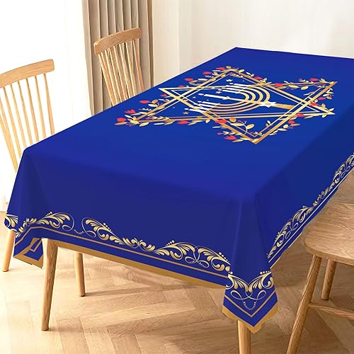 Miniatura 2 de Mantel de Hanukkah Judío Janucá Festival de Luces Decoración de Festividades Rectangular Hogar Cocina Comedor Decoración de 60 x 84 pulgadas