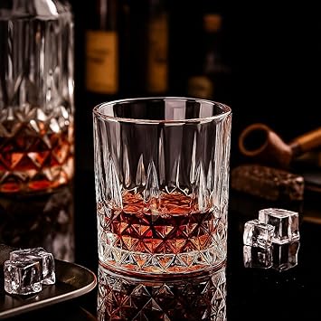 Whisky Glasses Crystal Clear Tumbler Set, 340 ml, Heavy Base, Pack of 2, for Scotch, Bourbon, Cocktails, Old Fashioned