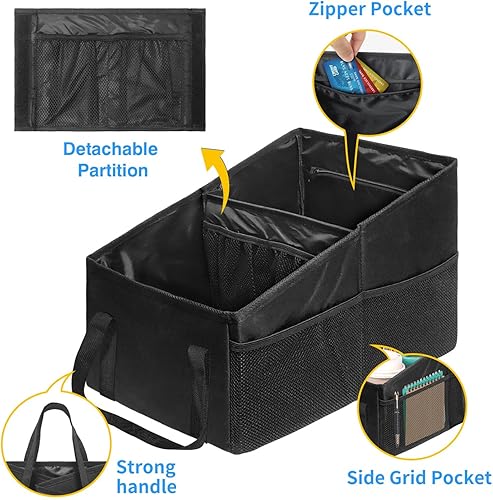 Miniatura 5 de Organizador de automóvil, organizador de asiento trasero de automóvil para niños, organizador de automóvil con divisiones, asas y múltiples