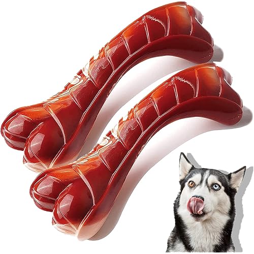 Dog Toys for Aggressive Chewers, Indestructible Durable Dog Chew Toys, Non-Toxic Food Grade Nylon Dog Bone Toy Reduces Boredom, Tested by Labrador, Golden Retriever, More Small Medium and Large Breed