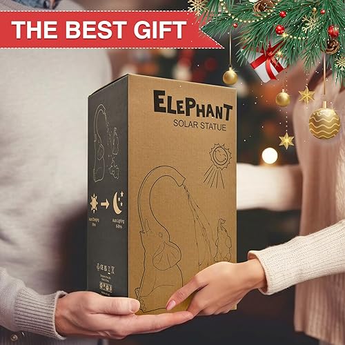 Miniatura 2 de Estatua de elefante con luces de riego solares, decoración de jardín, figuras impermeables para exteriores, regalos de elefante de buena suerte,