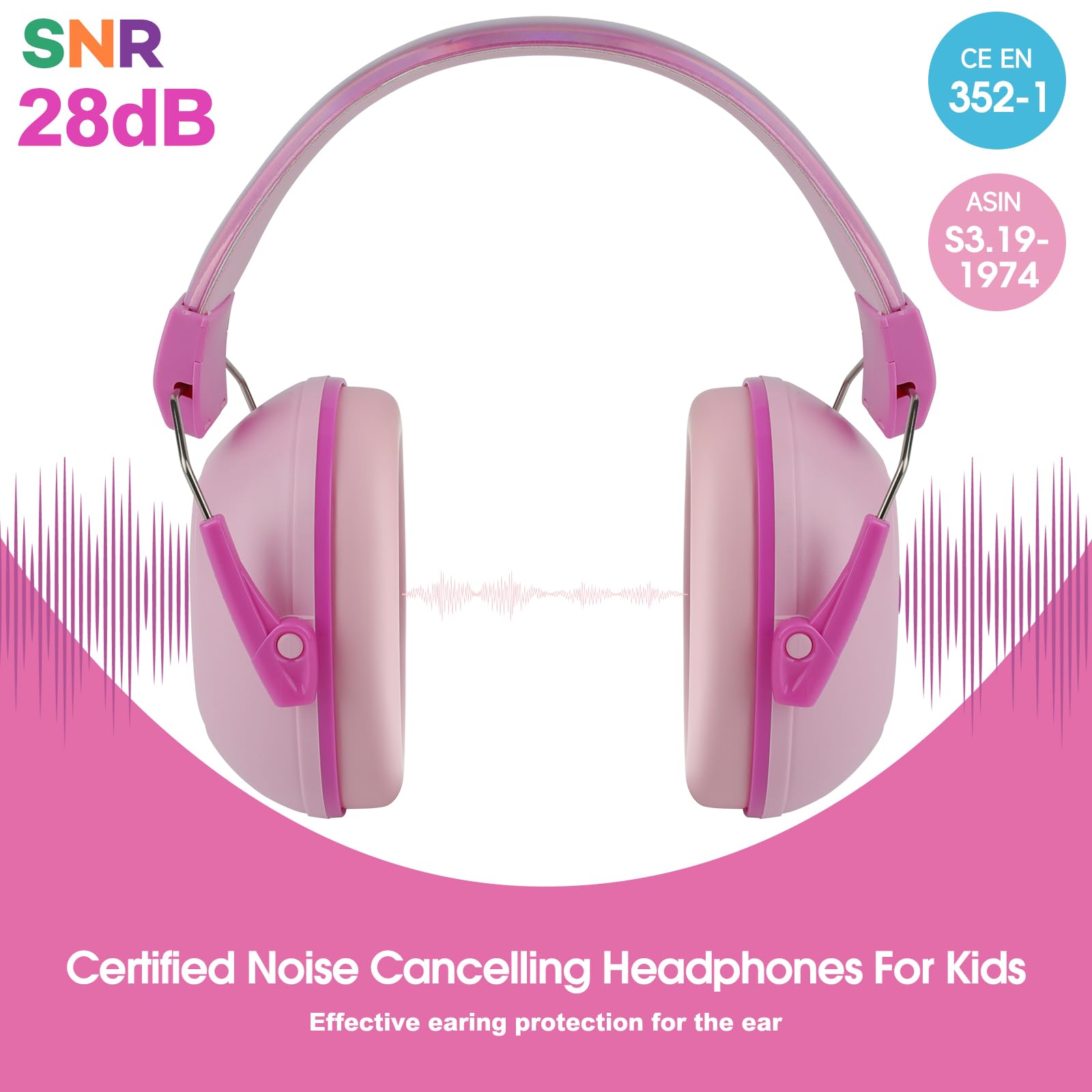 Floriogra Audífonos con cancelación de ruido para niños, SNR 29 dB, protección auditiva para fuegos artificiales, eventos, camión monstruo, para autismo, ayuda sensorial y concentración, protección