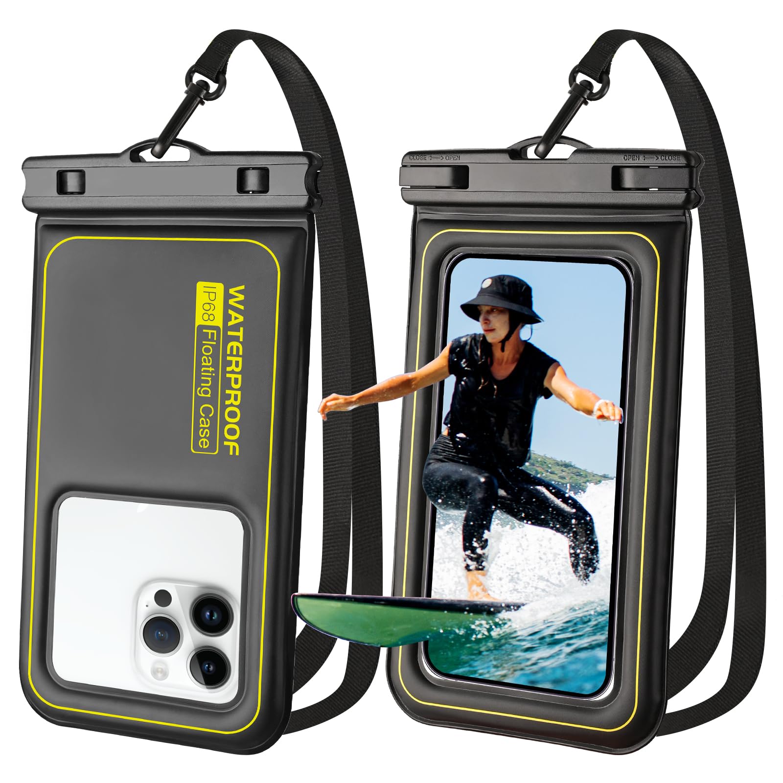 Waterproof Phone Pouch 2 Pack, IP68 Floating Up to 7