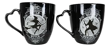 Ebros Gift Set Of 2 Gothic Wicca Triple Moon Goddess Witch And Pentagram Warlock Double Walled Bone China Porcelain Coffee Mugs Tea Drink Cups Alchemy Magic Occult Serveware Drinkware