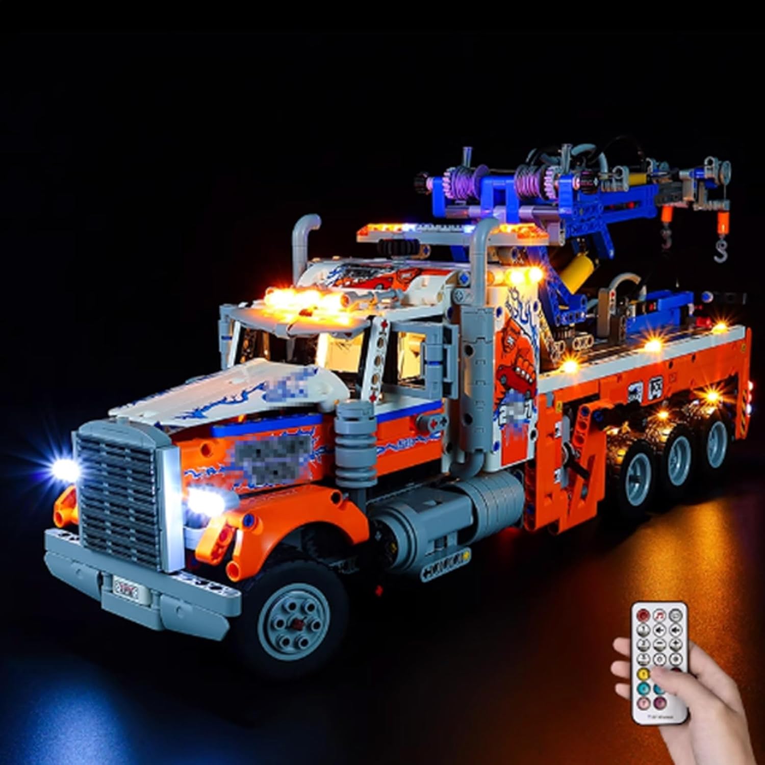 LED Lighting Kit Compatible with Lego 42128 Heavy-Duty Trailer LED Light Set (Model Kit Not Included - Lighting Components Only) (Remote Control Style)
