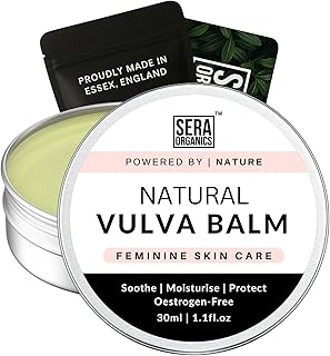 Natural Vulva Moisturiser for Vaginal Dryness - Menopause Support, Oestrogen-Free Vulva Balm, Relieves Irritation, Itching, Chafing, Odour, and Discomfort (30ml) by Sera Organics