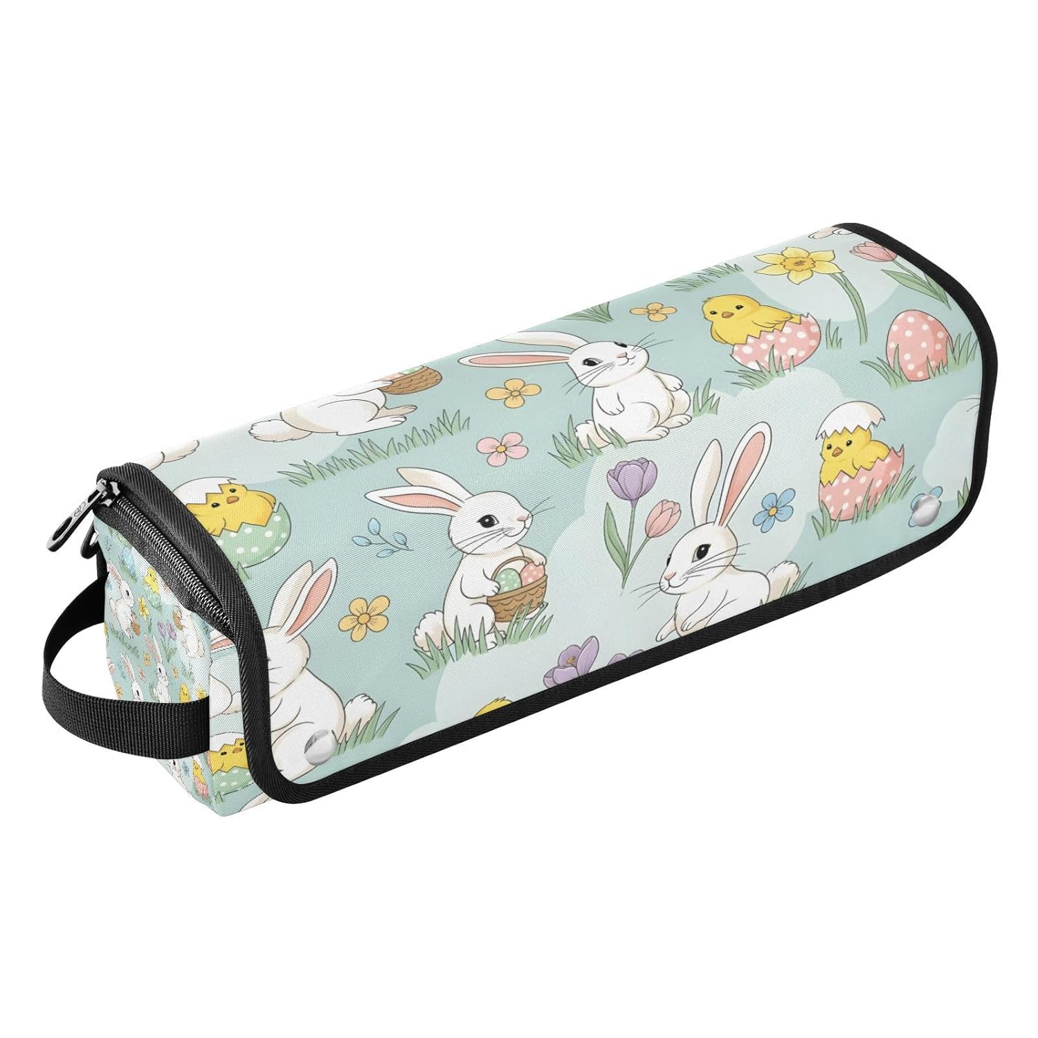 Easter Animals Rabbit Hair Tools Travel Bag Portable Hair Accessory Organizer with Heat Resistant Mat 2 in 1