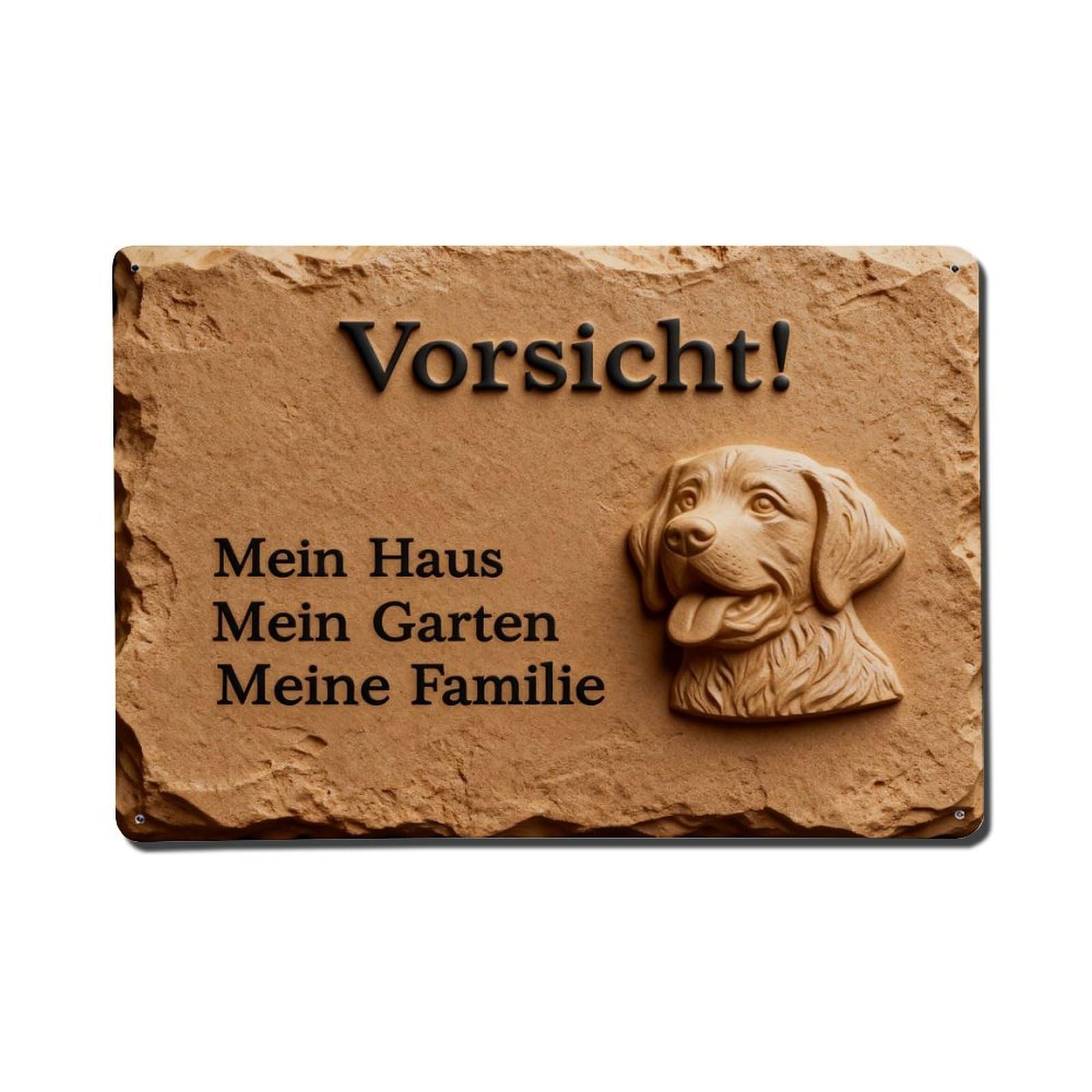 Caution My House My Garden My Family Dog Metal Tin Sign Plaque
