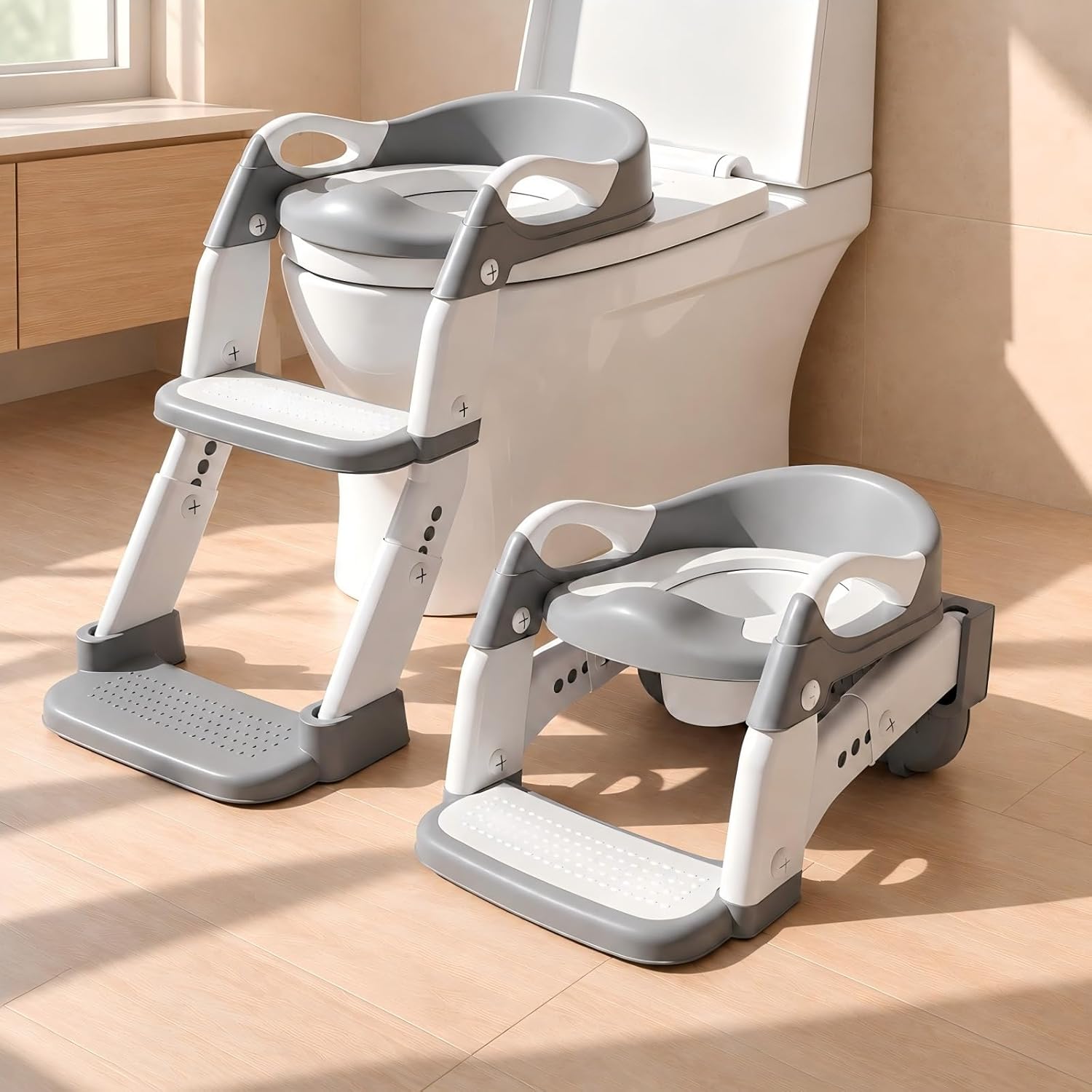 Toilettensitz Kinder mit Treppe,3 in1 Klappbarer Toilettensitz Kinder
