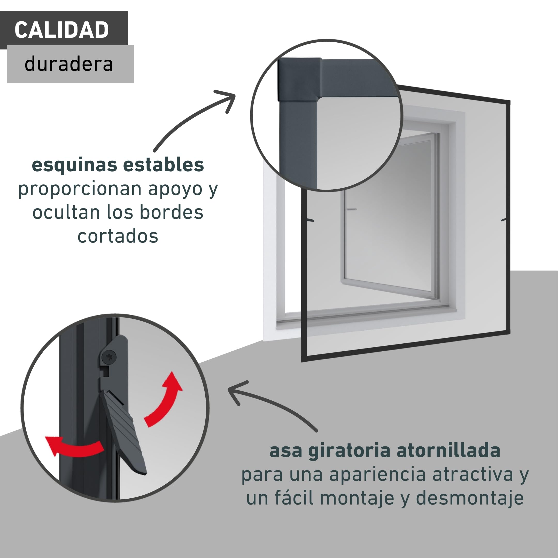 Windhager Mosquitera Marco tensor Expert, mosquitera Marco de aluminio para ventanas 100 cm x 120 cm, antracita, 04337