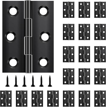 20 Pcs Black Stainless Steel Butt Hinges, 44mm   31mm for Internal/External Doors, Gates, Windows, Closets, Drawers, Boxes 120 Pcs Screws
