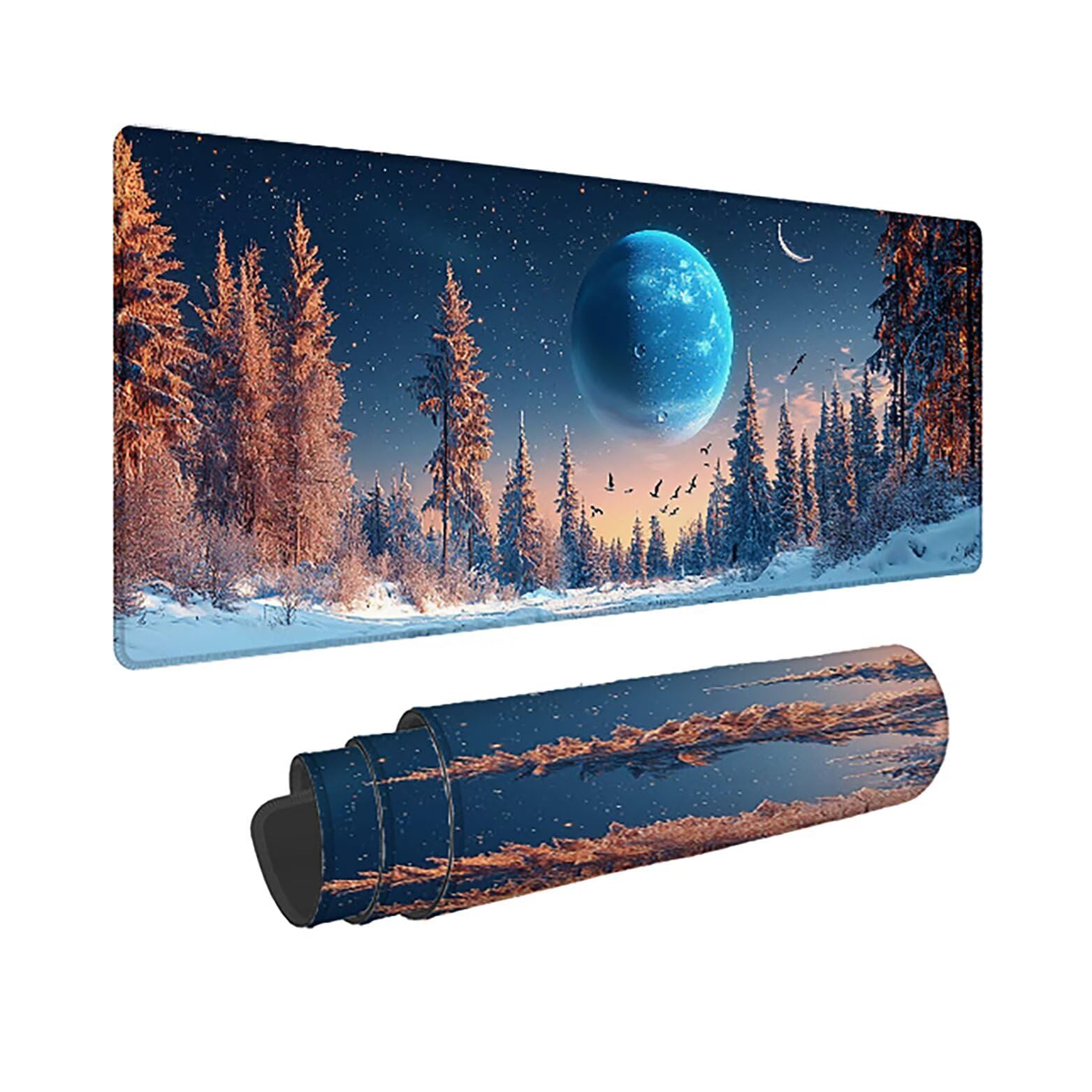 Podkładka pod mysz do gier XXL gwiaździste niebo krajobraz, podkładka pod mysz XXL - 1200 x 600 x 3 mm - podkładka pod mysz matowa, bardzo duża podkładka pod biurko dla graczy, antypoślizgowa podstawa