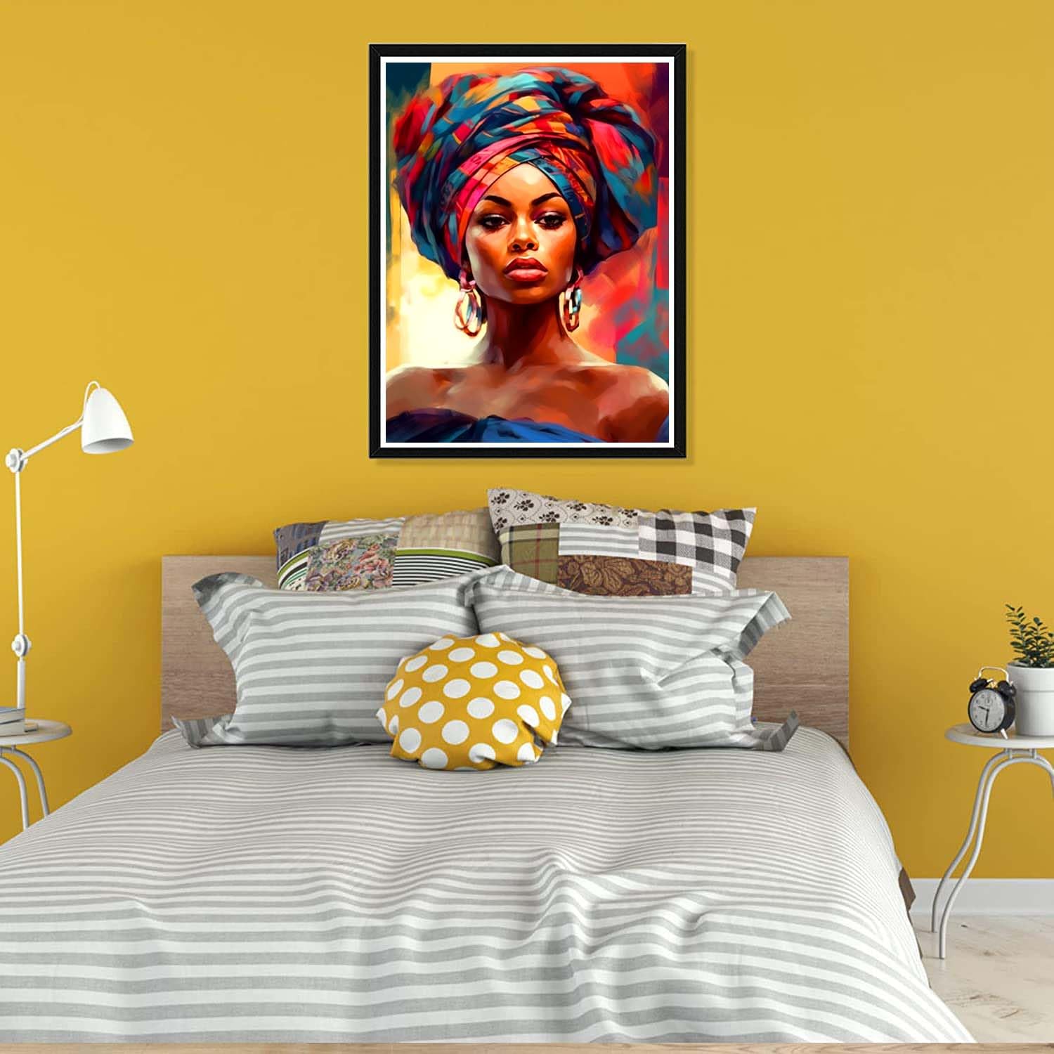 Pavemlo 5D Diamond Painting Kits Completo Ragazza Africana, DIY Pittura Diamante Art Kit Farfalla, Strass Arte Creazione di Mosaico Murale Artigianale per la Decorazione della Parete di Casa 30x40 cm
