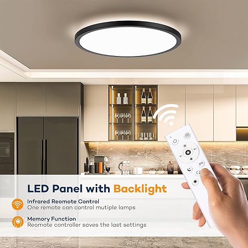 Miniatura 5 de BLNAN LED Flush Mount Ceiling Light with Remote Control, 12 Inch 24W Dimmable Low Profile Hardwired Light Fixture, 3000K - 6500K Color Temperature,