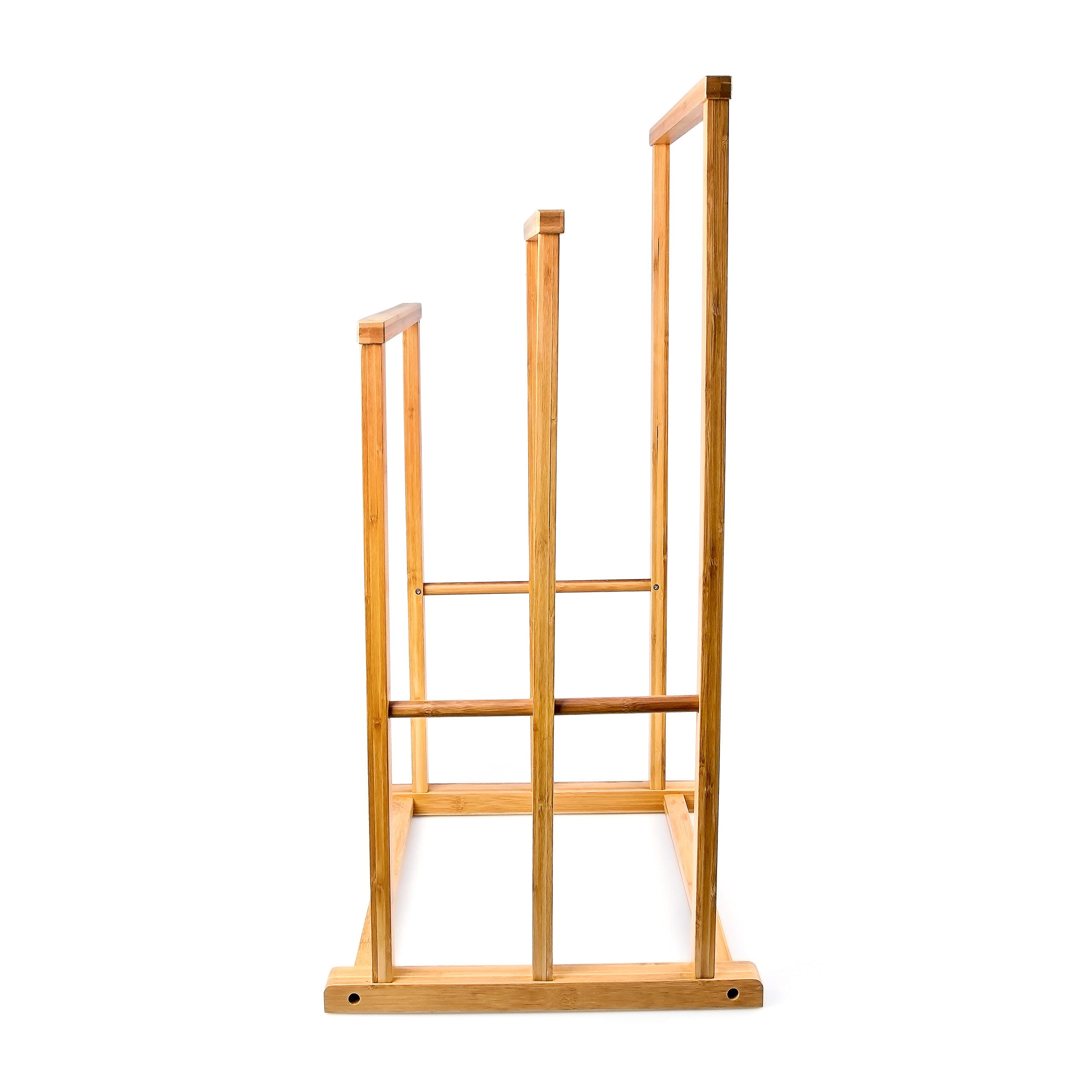 Relaxdays Portasciugamani in bambù, Appendi Asciugamani in Bagno, HxLxP: 82,5 x 42 x 33,5 cm, 3 Barre, Legno Naturale