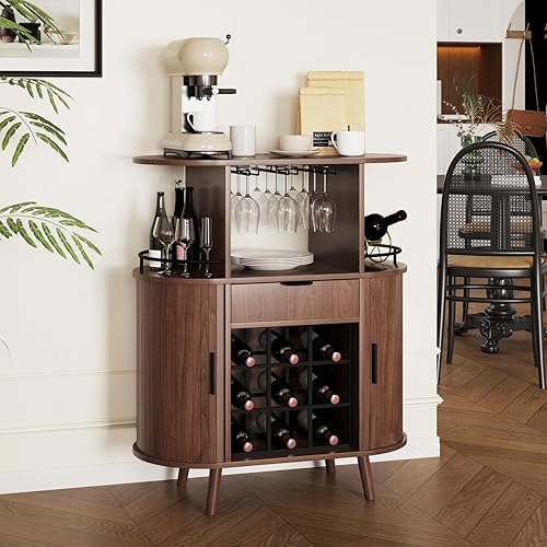 Wine Bar Storage Cabinet, Coffee bar Cabinet for Liquor with