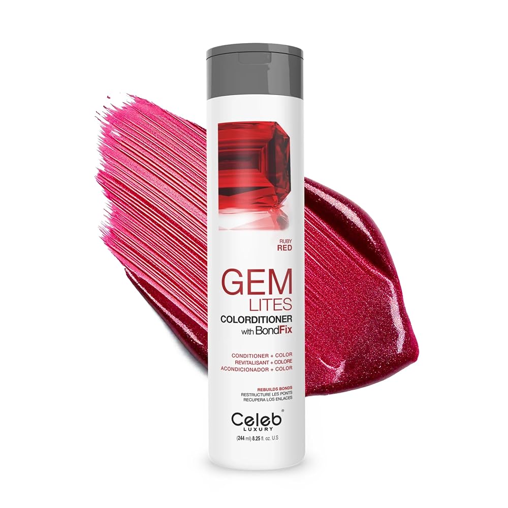 Celeb Luxury Gem Lites Ruby Red Colorditioner, Color Depositing Conditioner with Bondfix Bond Rebuilder, Semi Permanent Hair Colour Glaze, Maintains and Refreshes Red and Deep Red Tones
