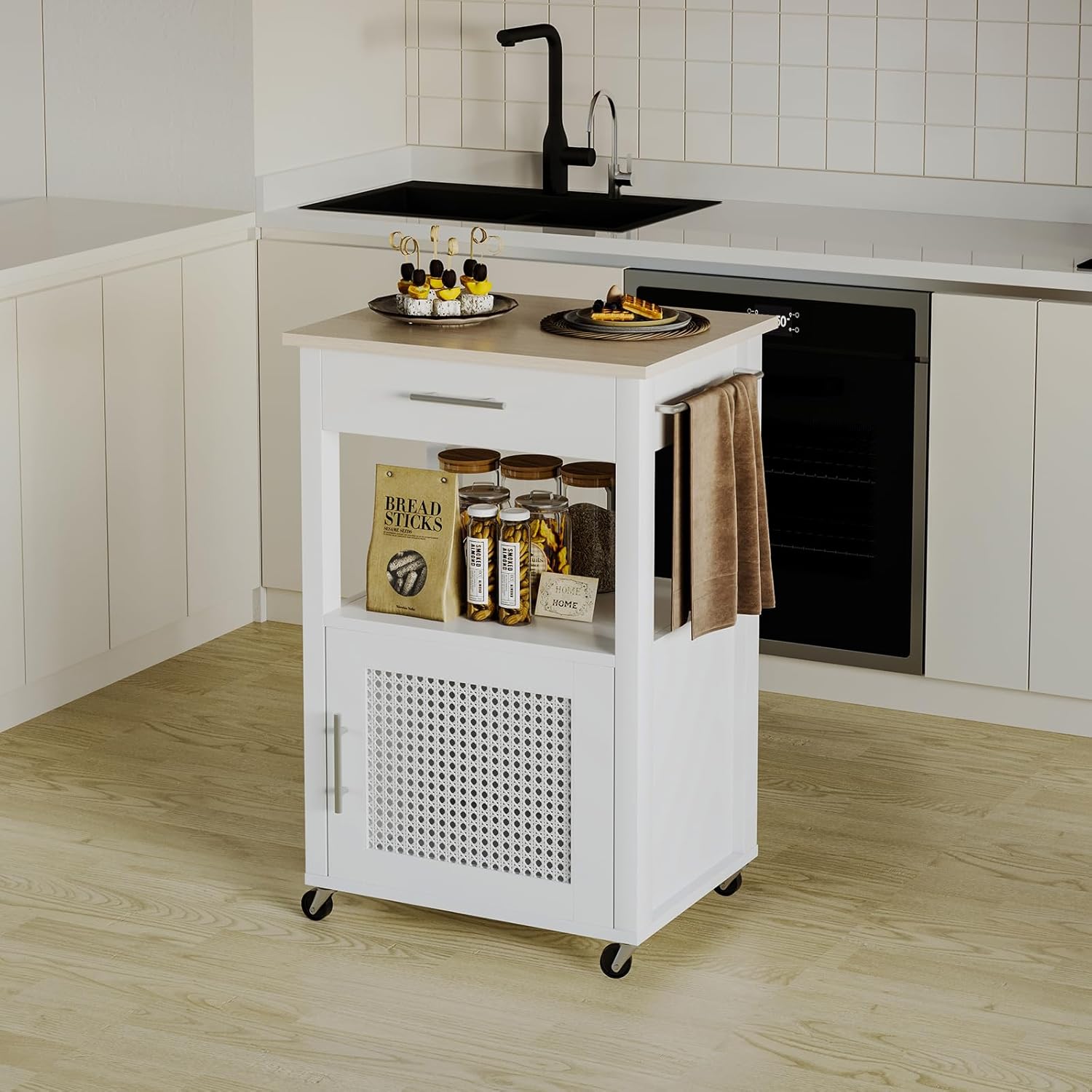Jarenie Kitchen Island Cart, Small Kitchen Carts On Wheels