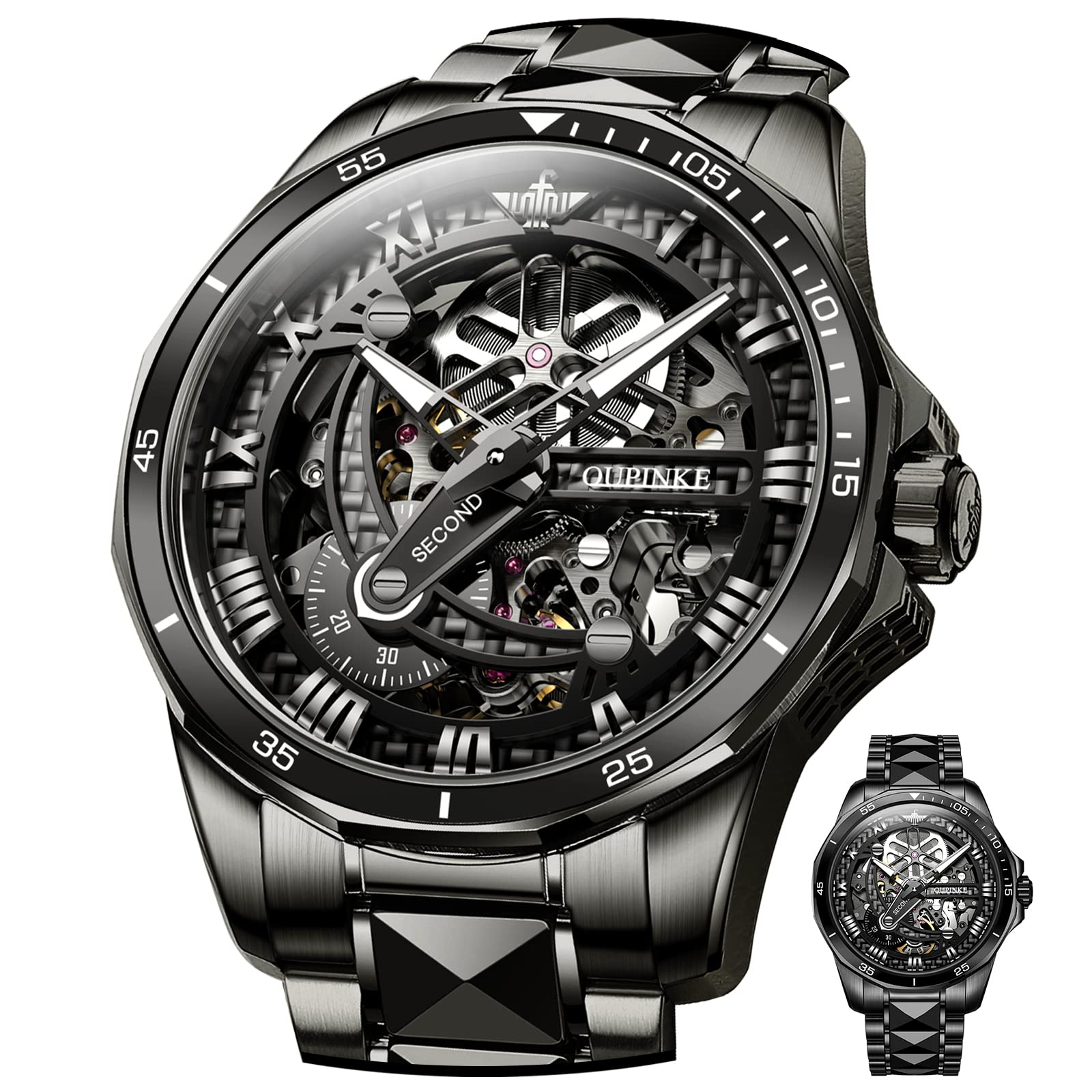 OLEVS Luxury Watches for Men Big Face Stainless Steel Business Dress Analog Quartz Watch with Day Waterproof Luminous Mens Wrist Watch