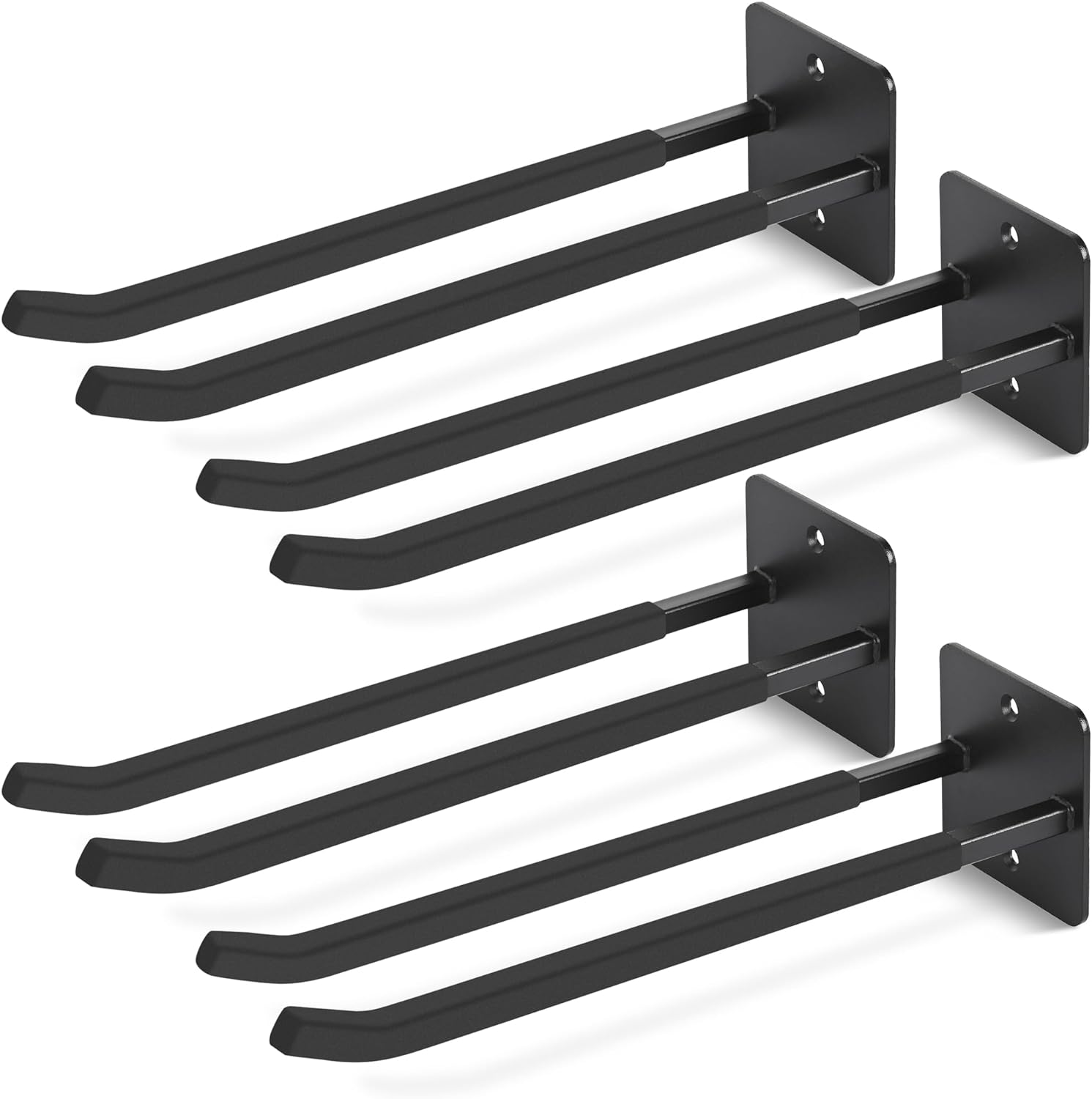 14 Inches Extra Large Garage Hooks, 4Pcs Heavy Duty Garage Wall Mount Organizer, Tool Hanger Long Utility Storage Hooks for Hanging Tire, Chair, Ladder, Garden Tools, Strollers and More