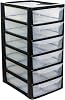 A4 Plastic Slim Storage Drawers Tower Unit Office Desktop Tabletop Home School Garage Portable Desk Organizer 2|3|4|6|8 Tiers (A4 Plastic Small Black/Clear) (Black/Clear, A4 Slim 6 Drawers)