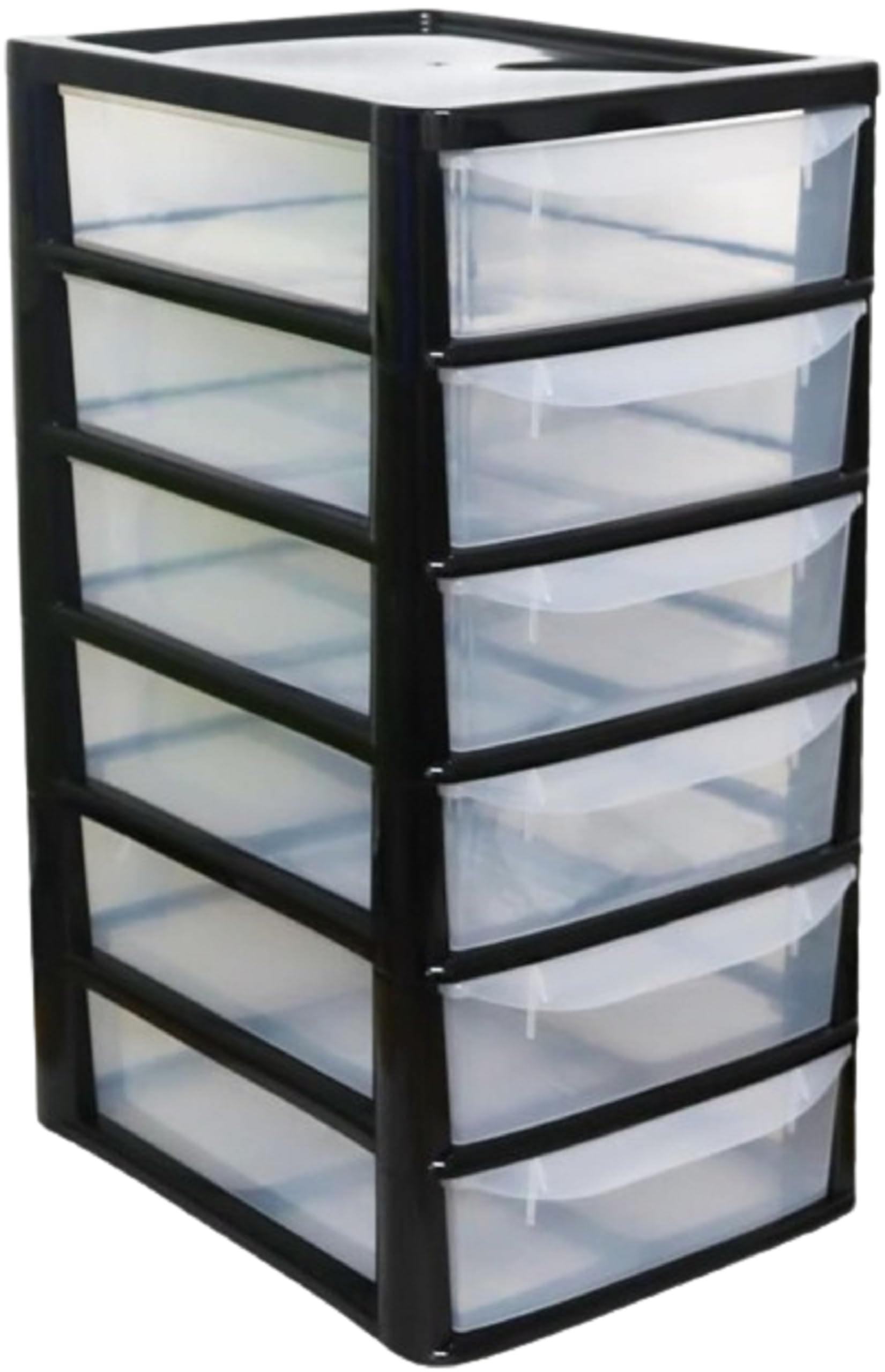 A4 Plastic Slim Storage Drawers Tower Unit Office Desktop Tabletop Home School Garage Portable Desk Organizer 2|3|4|6|8 Tiers (A4 Plastic Small Black/Clear) (Black/Clear, A4 Slim 6 Drawers)