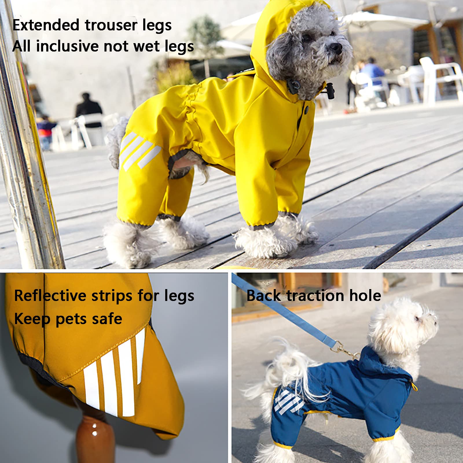 Generic Impermeabile per Cani con Cappuccio e Catarifrangenti Cappotto Impermeabile per Cani Giacca Impermeabile per Animali Domestici Ultraleggero e Impermeabile