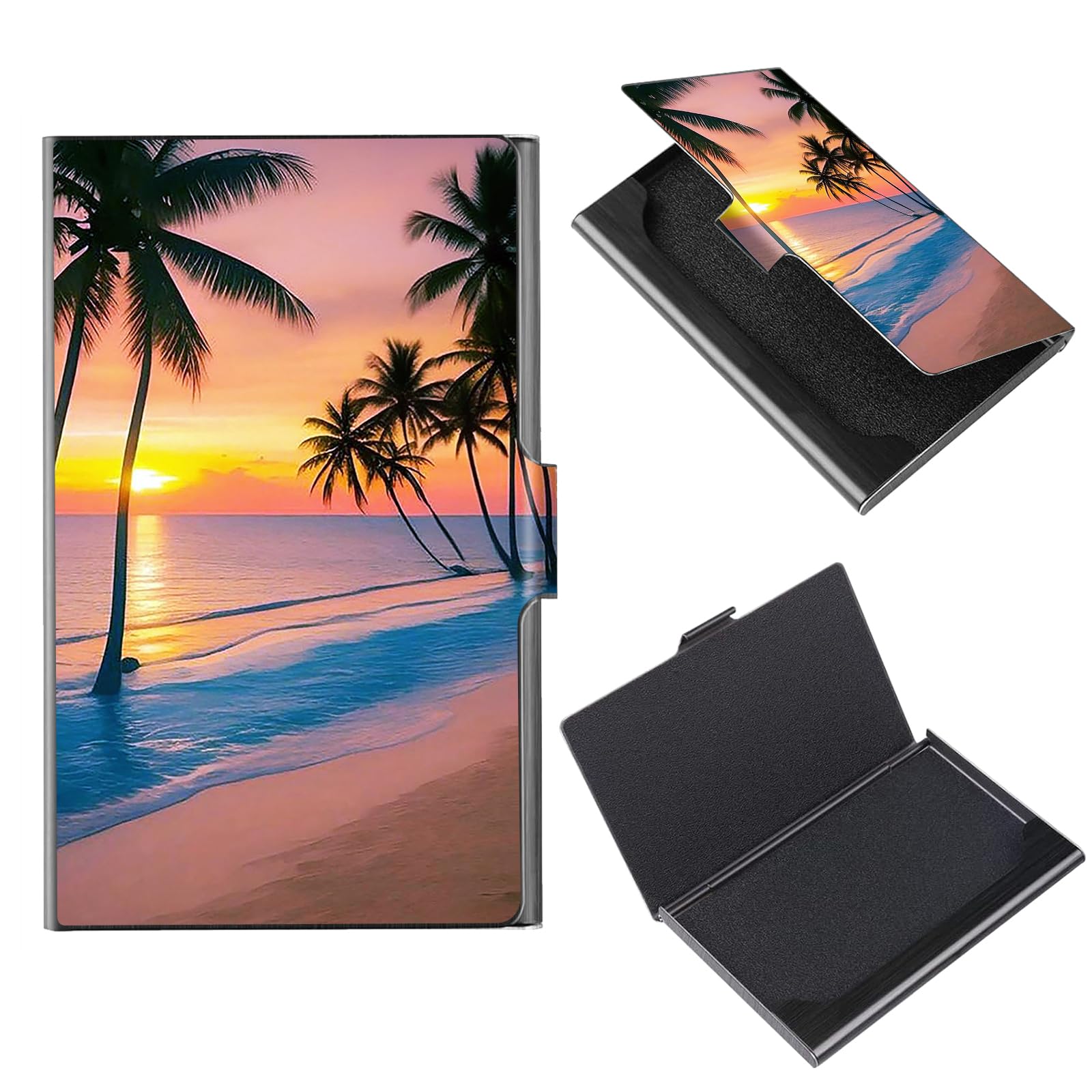 Porte-cartes de visite fin alu robuste RFID imprimé plage de prestige