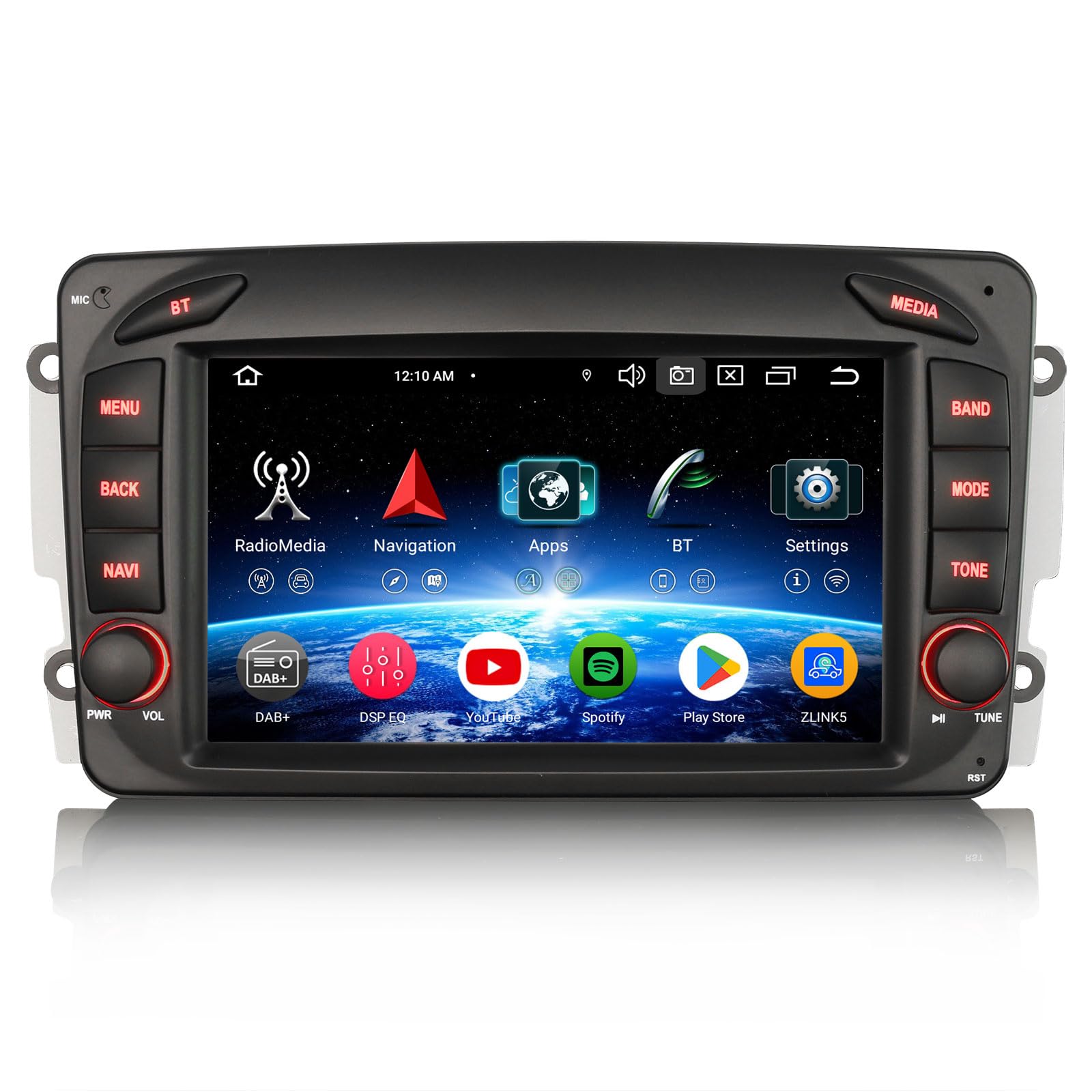 Erisin 7 pollici 8-Core 4GB+64GB Android 14 Autoradio 2 Din GPS Navigatore per Mercedes Classe C/CLK/G W203 C209 W209 W463 Viano Vito Bluetooth CarPlay Android Auto DAB+ WiFi DSP USB RDS FM Canbus