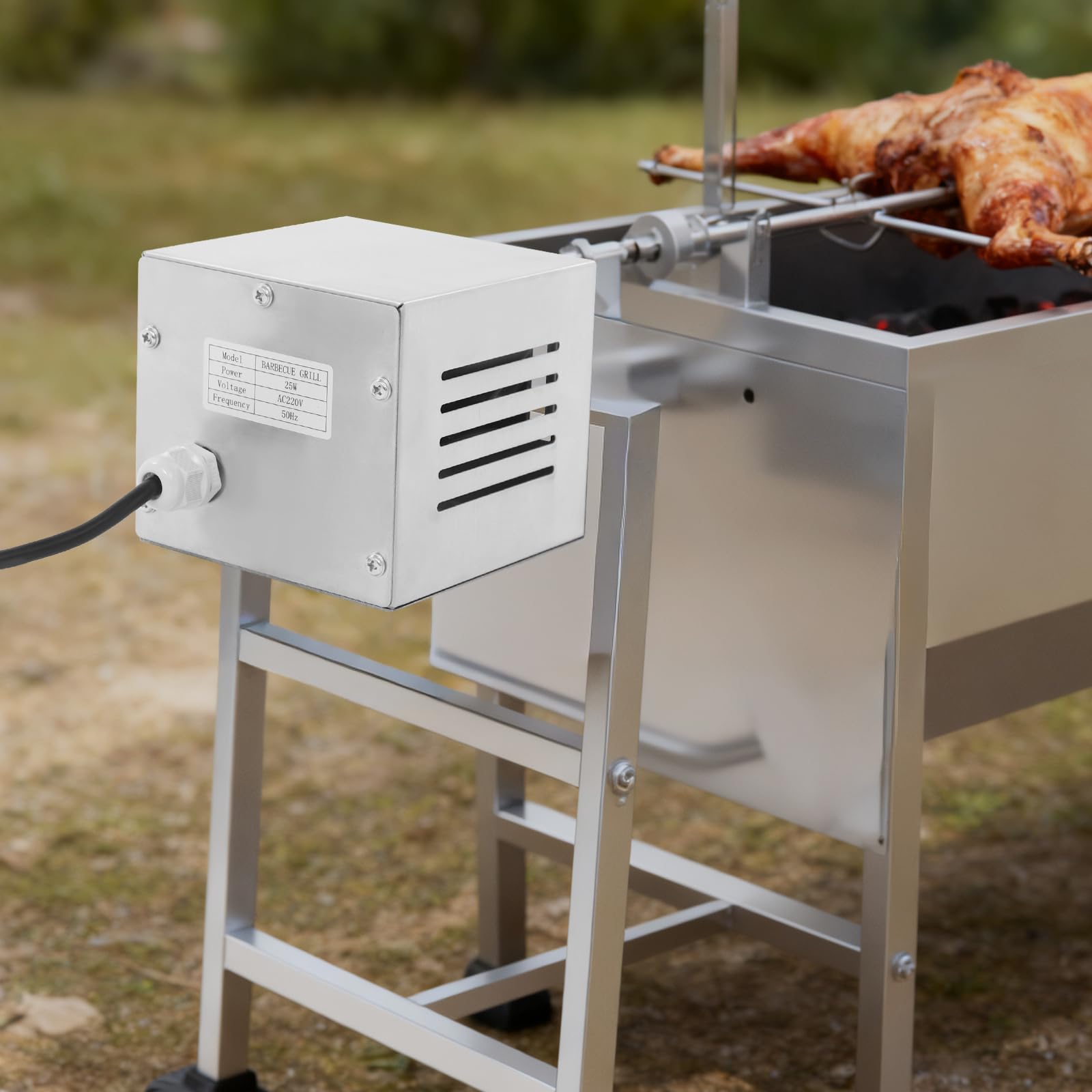 Moteur Tourne Broche, 220v Moteur Tourne Broche, Acier Inoxydable et Trous De Ventilation, Facile à Installer, Facile à Nettoyer, Durable, Moteur de Barbecue pour Cuisson Extérieure