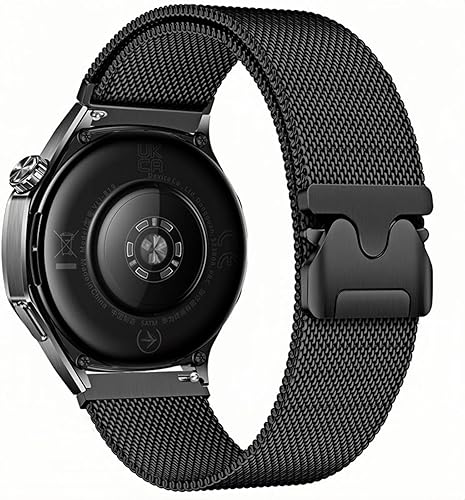 Miniatura 16 de 20mm Watch Band for Garmin Forerunner 55 165/ Amazfit Active 2, Quick-Release & Durable Smooth Metal & Adjustable Fit, Unisex plateado,Negro