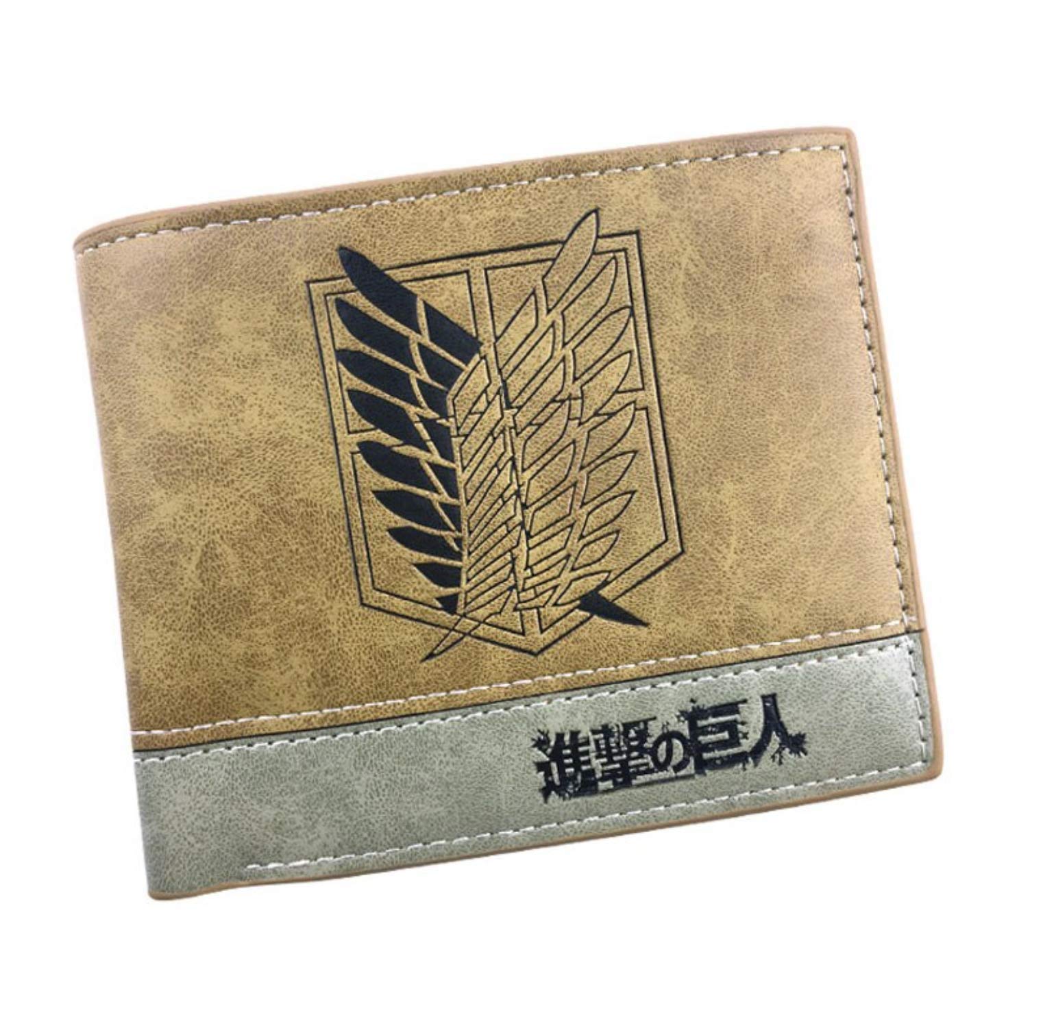 Attack on Titan Shingeki no Kyojin PU Leather Bi-Fold Wallet Cosplay Beige Purse