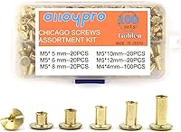 Vista 9 de Chicago - Kit surtido de tornillos de cuero dorado, remaches de tornillos con cabeza Phillip ranurada, postes de encuadernación de libros, remaches