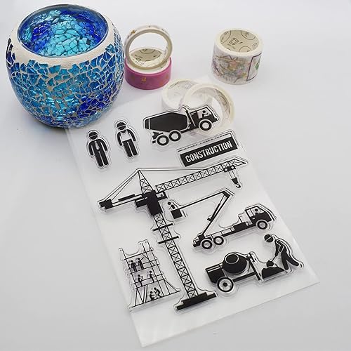 Miniatura 2 de Diseño de patrón de equipo de construcción para niños Educación Temprana Sellos transparentes de silicona para decoración de tarjetas y álbumes de