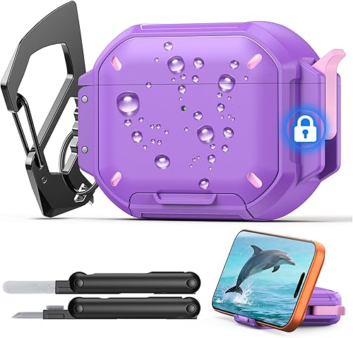 Miniatura 10 de MoKo Funda para AirPods Pro 3 con bloqueo seguro - Funda impermeable IP68 para AirPods Pro 3, funda protectora de grado militar para AirPods Pro 3