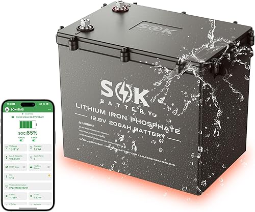 Miniatura 19 de SOK Battery Batería LiFePO4 de 314 Ah 12 V máx. Batería de ciclo profundo 15000, grado marino IP67 con calentador integrado, corte de baja