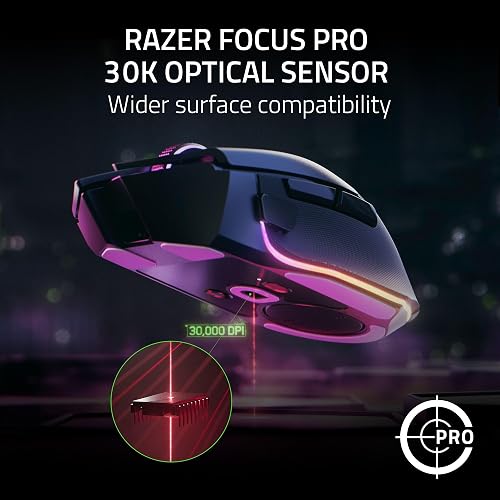 Razer Basilisk V3 Pro - Customizable Wireless Gaming Mouse HyperScroll Tilt Wheel (Focus Pro 30K Optical Sensor, 13-Zone Chroma Lighting, 10+1 Programmable Buttons) Black - 7
