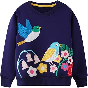 Toddler Girls Sweatshirts Long Sleeve Tops Kids Pullover Dinosaur Unicorn Print Shirt 2-7T