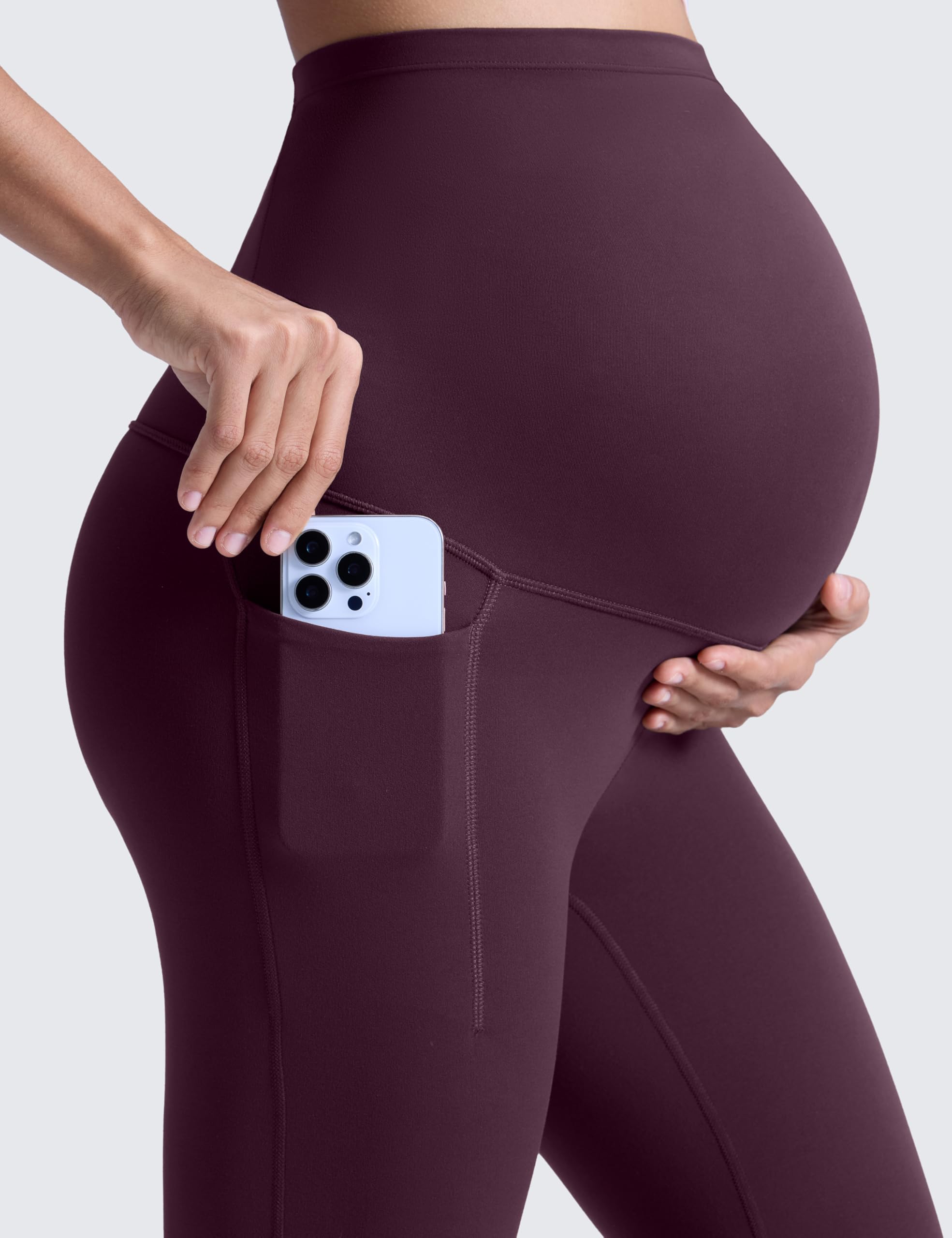 CRZ YOGA Femmes Butterluxe Maternité Leggings 63cm - Entraînement Yoga Grossesse Pantalons Poches